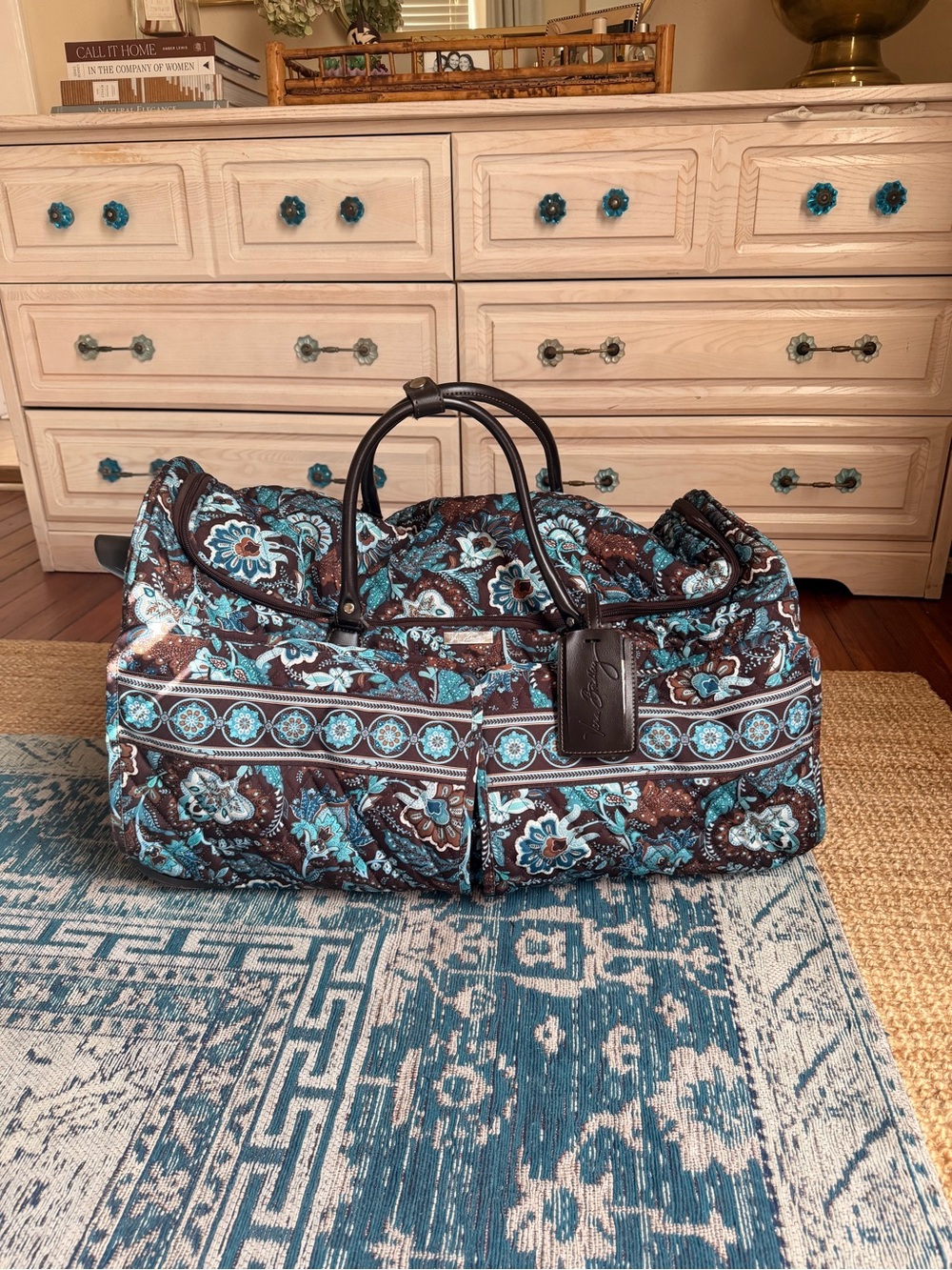 Vera Bradley Java Blue Quilted Travel Duffel
